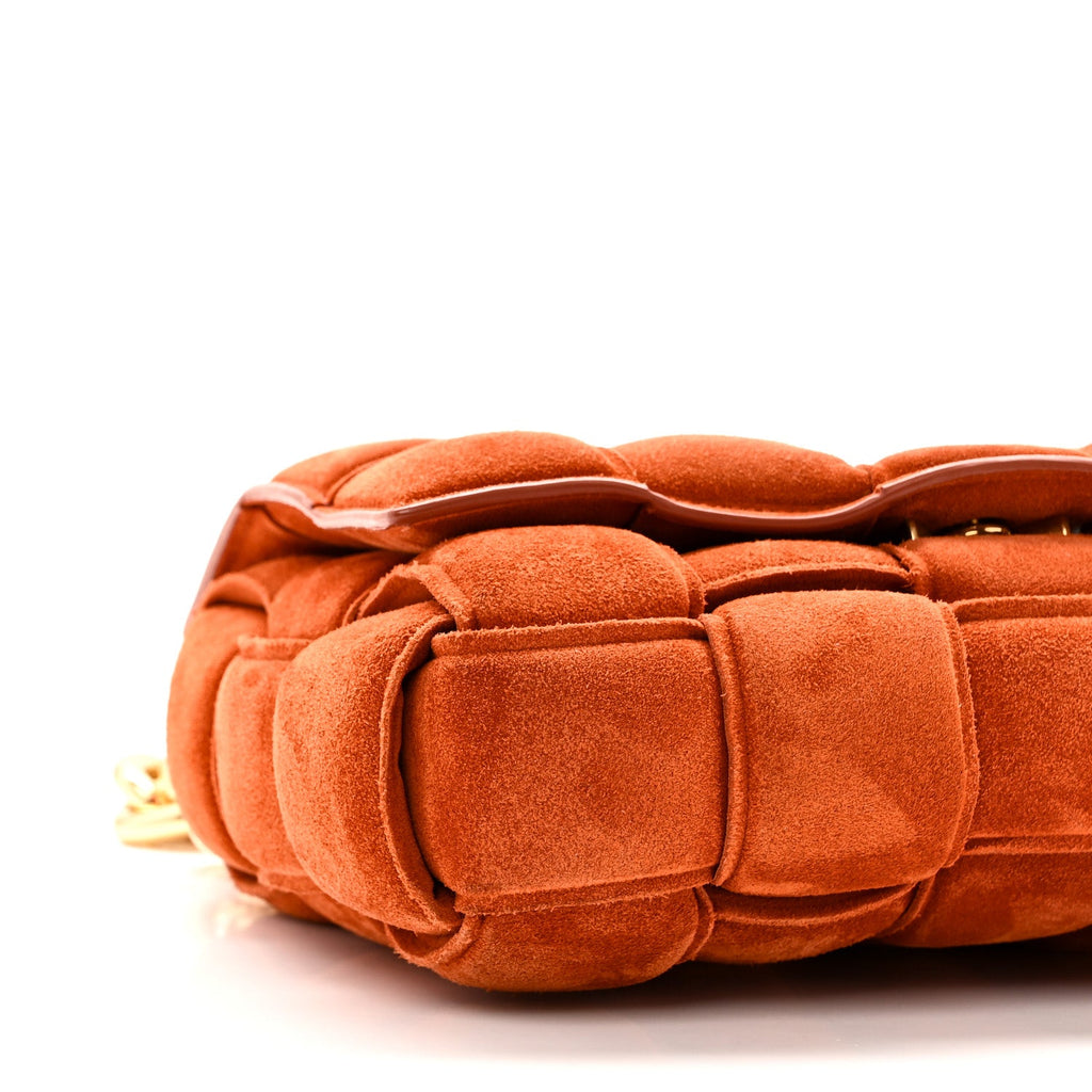 Suede Maxi Intrecciato Padded Chain Cassette Crossbody Bag Maple