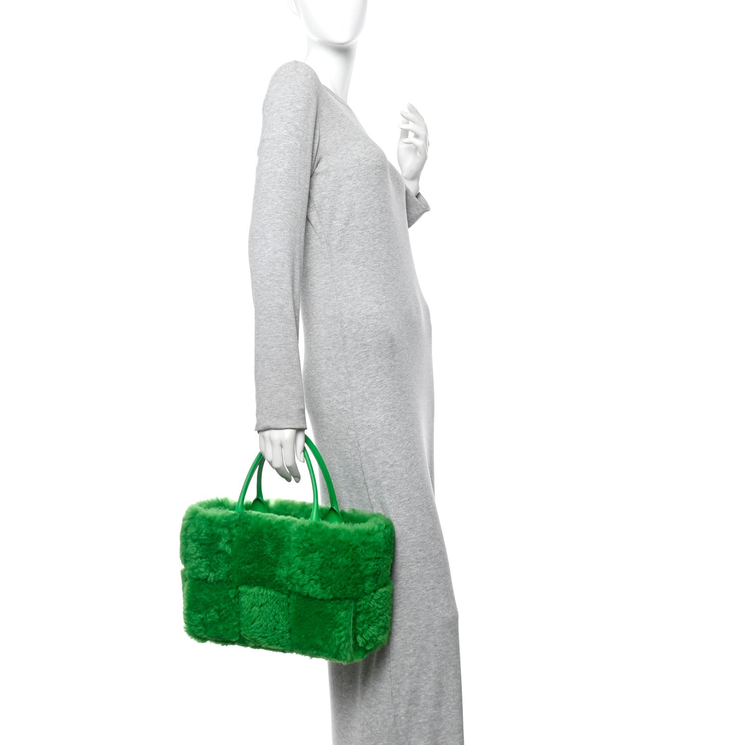 Shearling Small Intrecciato Arco Tote Parakeet