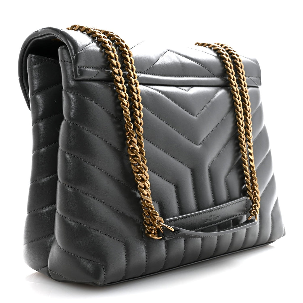 Calfskin Y Quilted Monogram Medium Loulou Chain Satchel Storm