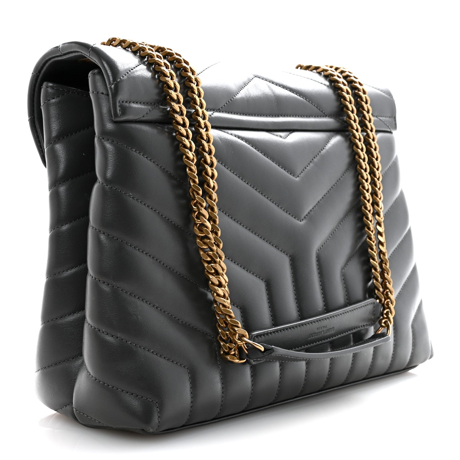 Calfskin Y Quilted Monogram Medium Loulou Chain Satchel Storm