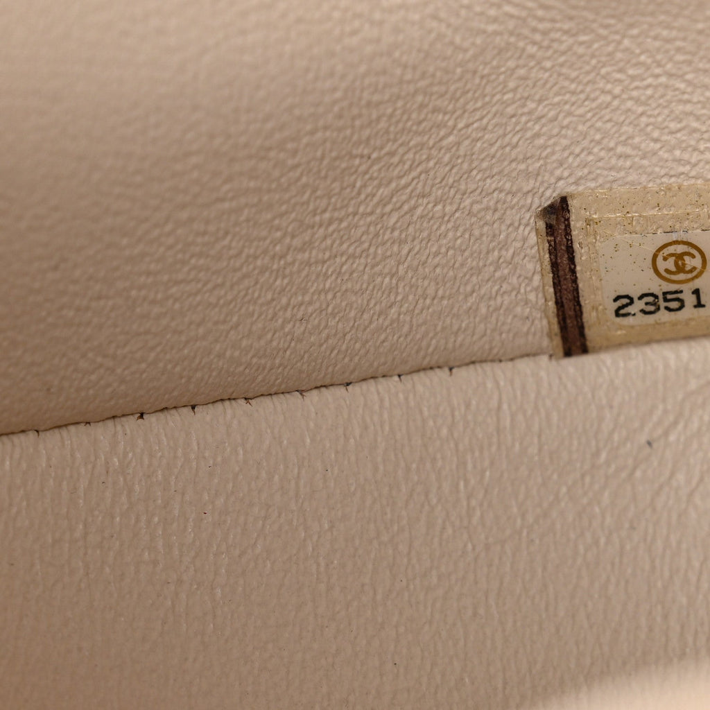 Caviar Quilted Medium Double Flap White