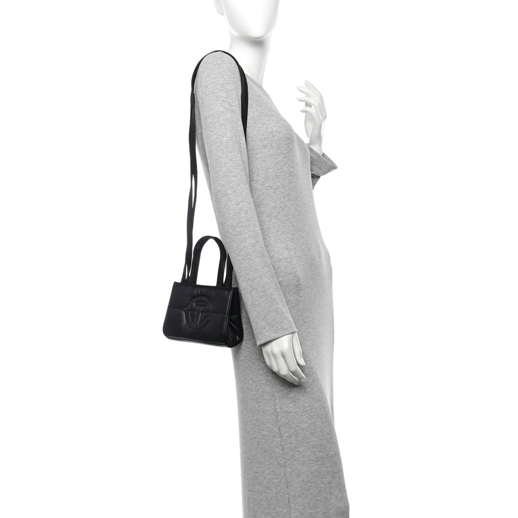 Nylon Small Puff Shopping Bag Black