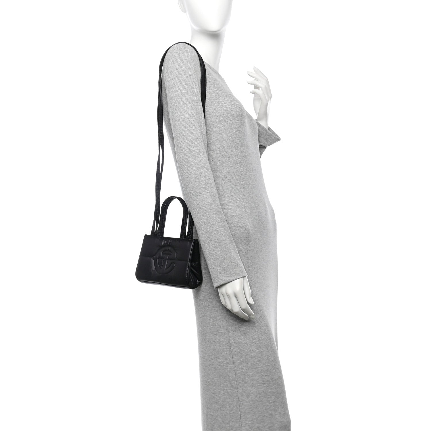 Nylon Small Puff Shopping Bag Black