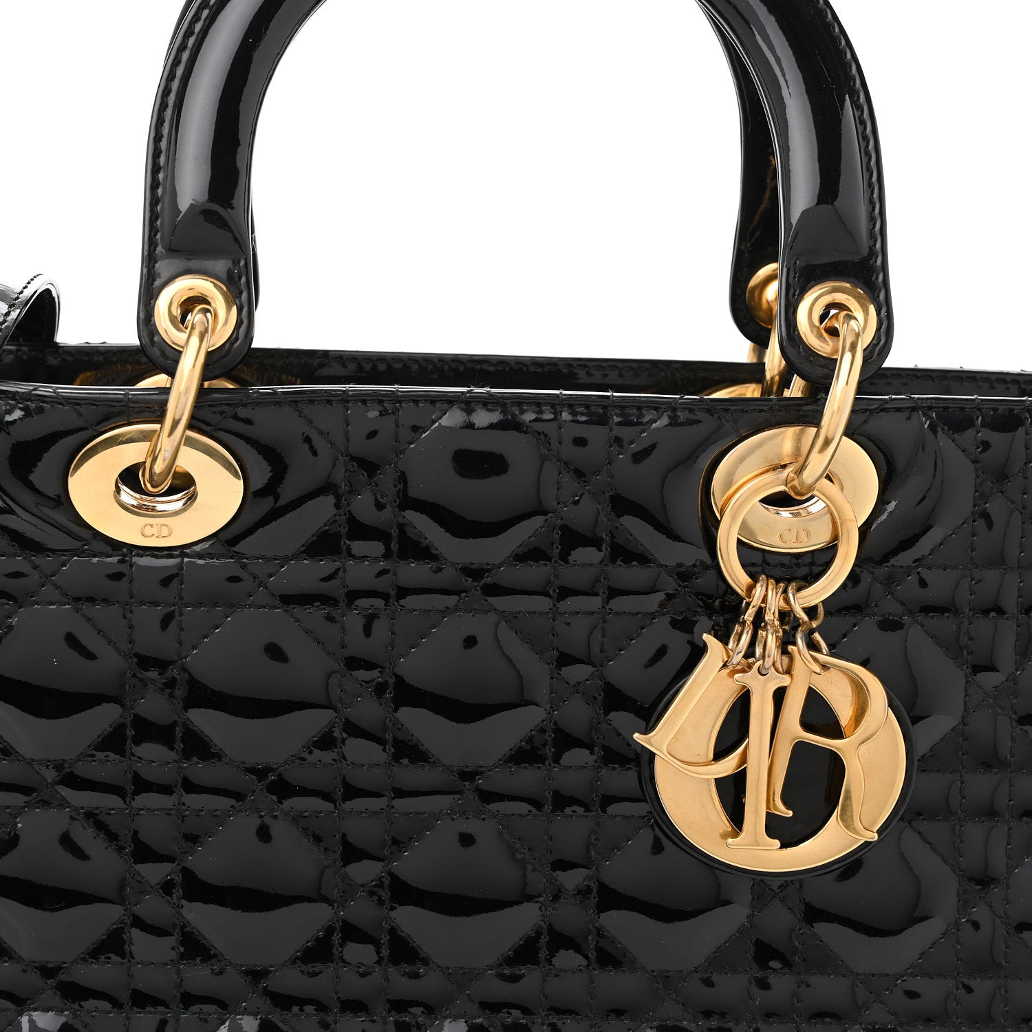 Patent Cannage Large Lady Dior Black