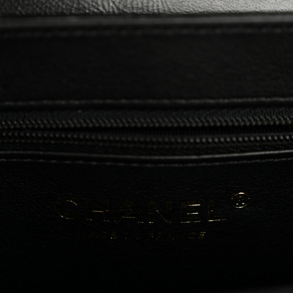 Shiny Aged Calfskin Quilted Nano Kelly Shopper Black