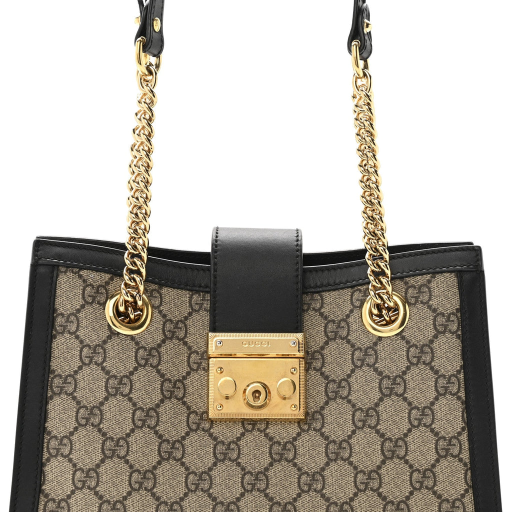 GG Supreme Monogram Small Padlock Tote Black