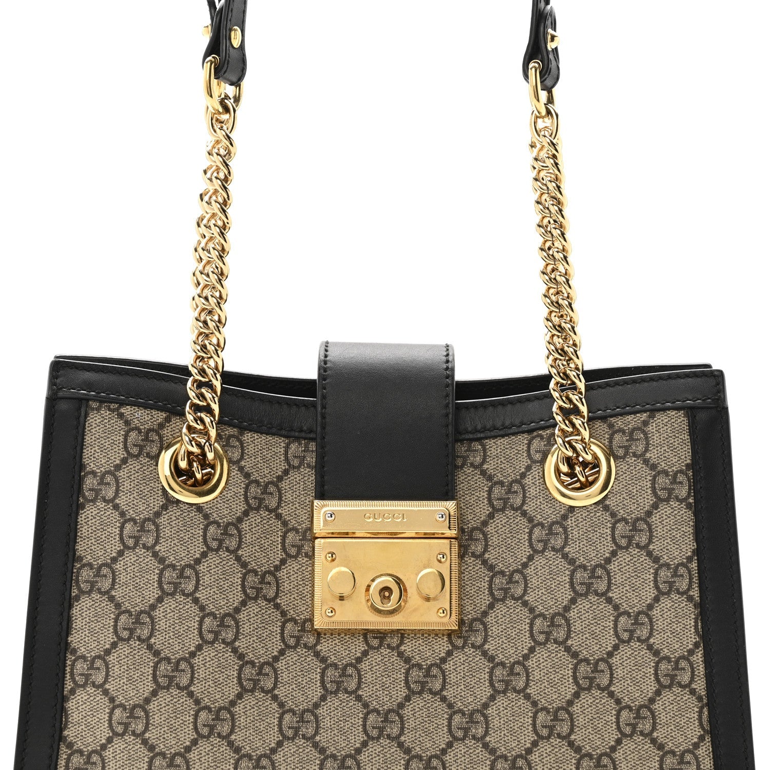 GG Supreme Monogram Small Padlock Tote Black