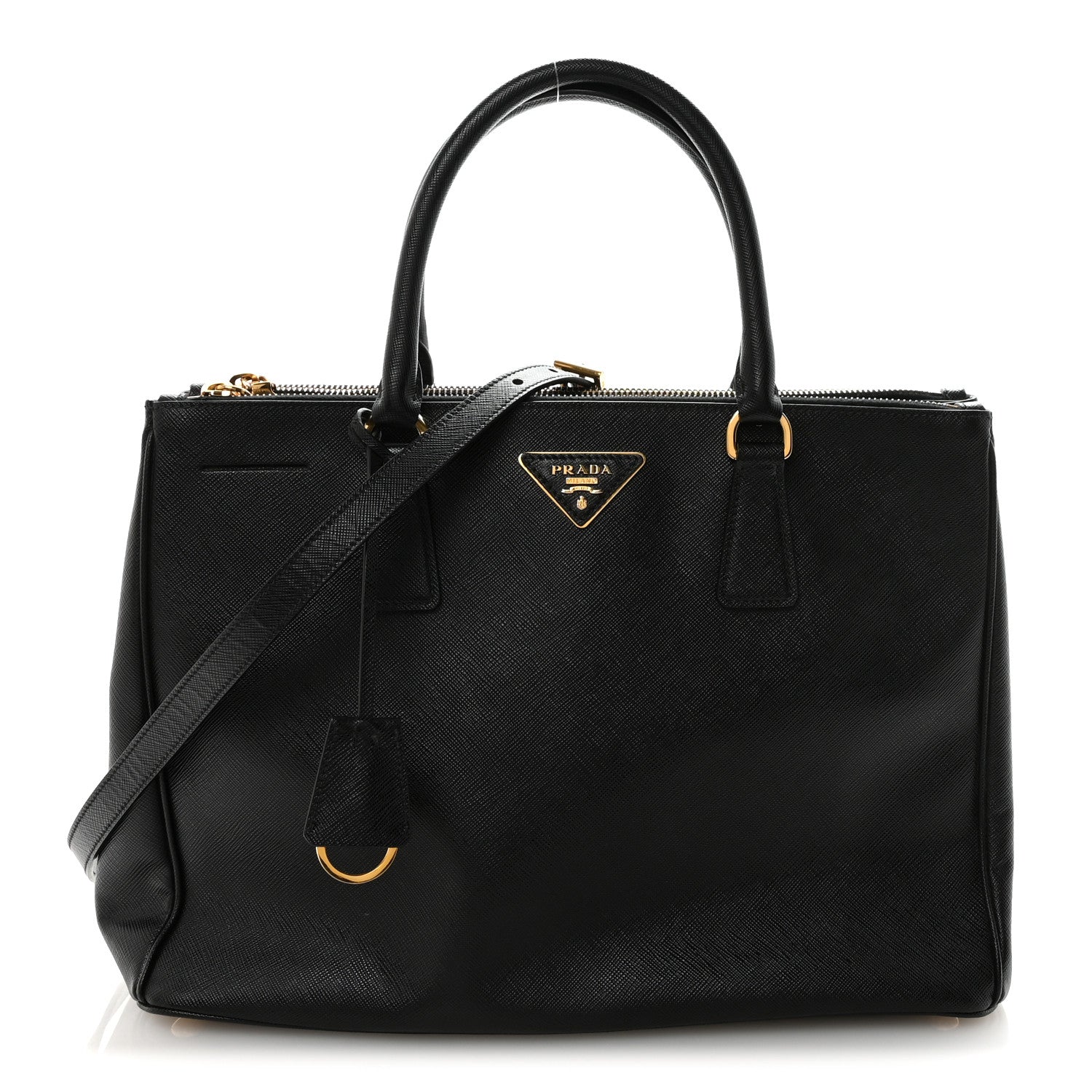 Saffiano Lux Large Galleria Double Zip Tote Black