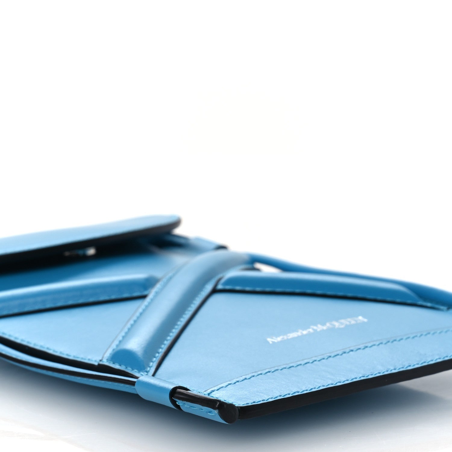 Calfskin The Curve Micro Crossbody Pouch Bag Blue