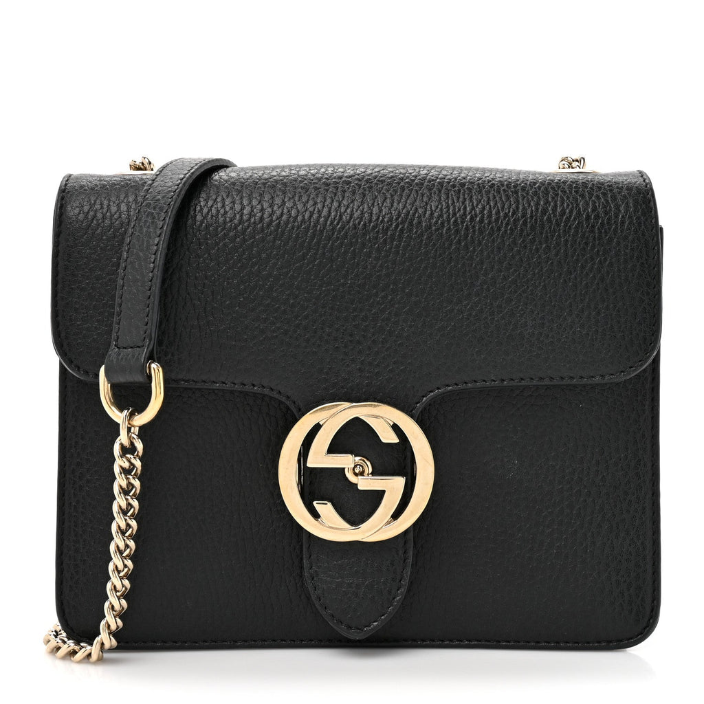 Dollar Calfskin Small Interlocking G Shoulder Bag Black