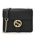 Dollar Calfskin Small Interlocking G Shoulder Bag Black