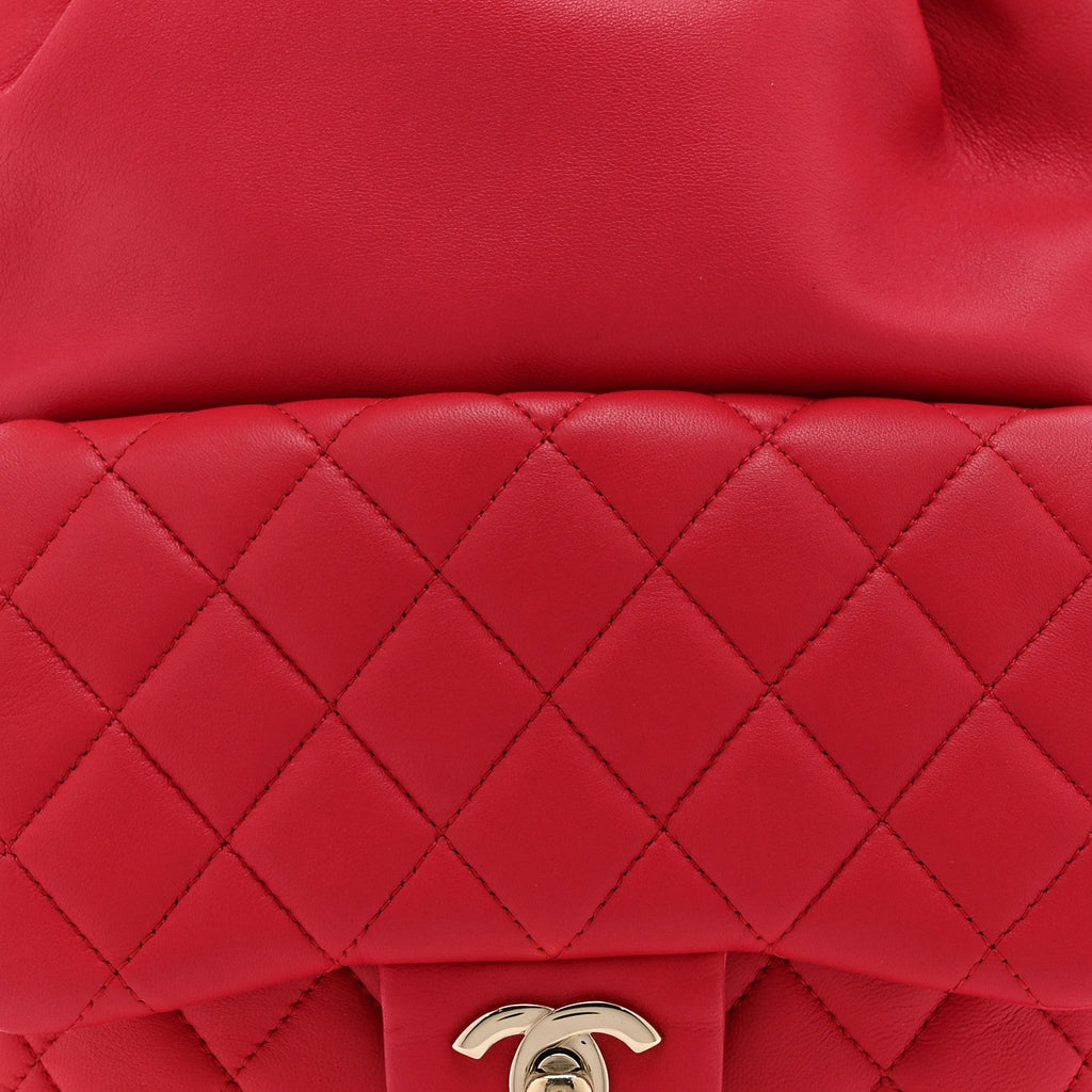 Lambskin Quilted Small in Seoul Backpack Dark Pink