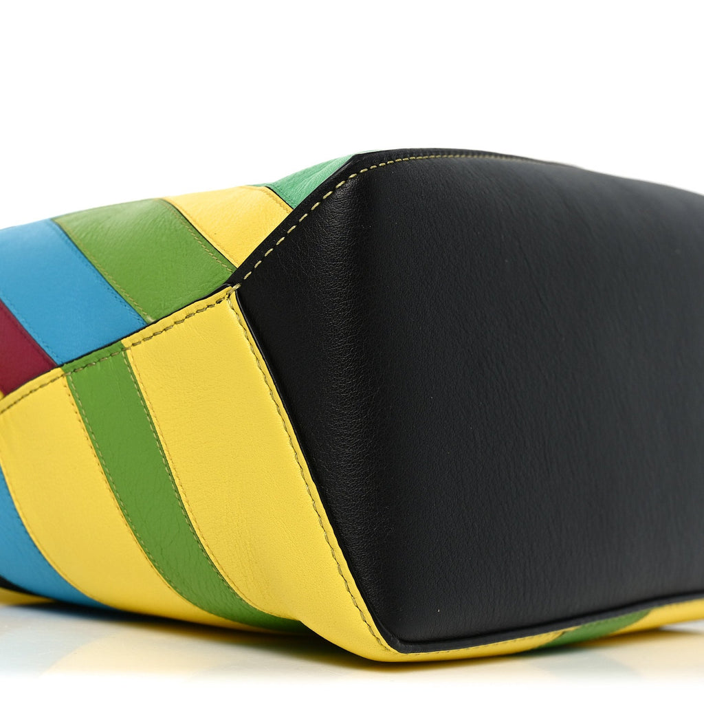Calfskin Stripe Small Puzzle Edge Bag Multicolor