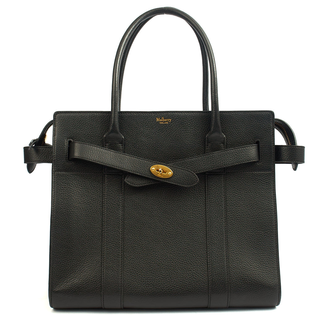 Mulberry Tote Zipped Bayswater in Black, Calfskin Leather