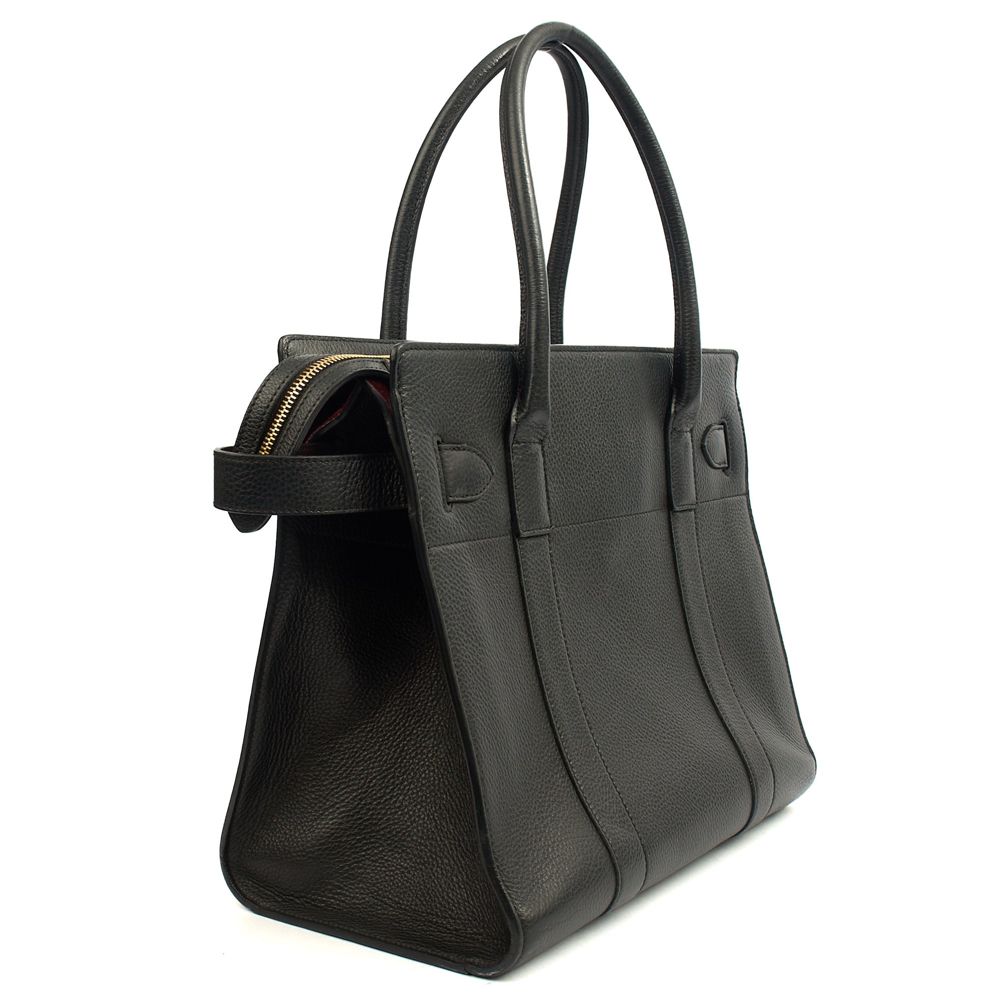 Mulberry Tote Zipped Bayswater in Black, Calfskin Leather