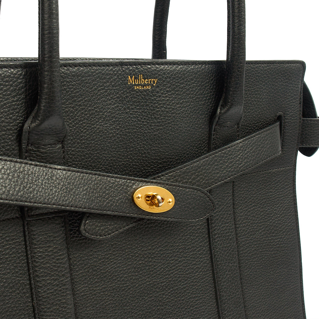 Mulberry Tote Zipped Bayswater in Black, Calfskin Leather