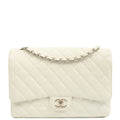Chanel Shoulder Bag Classic - Maxi in White, Caviar Leather