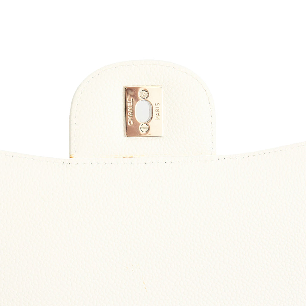 Chanel Shoulder Bag Classic - Maxi in White, Caviar Leather