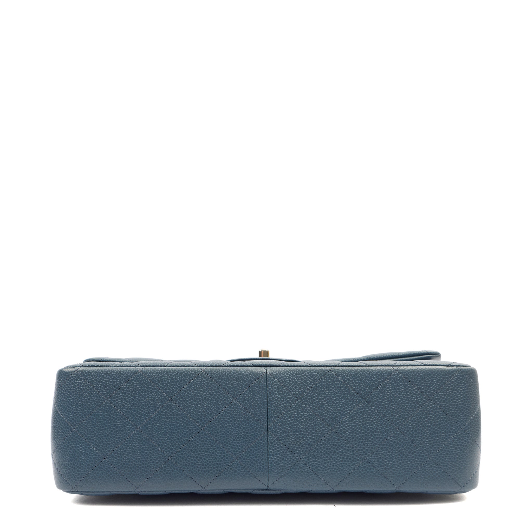Chanel Shoulder Bag Classic Double Flap - Large in Blue, Caviar Leather