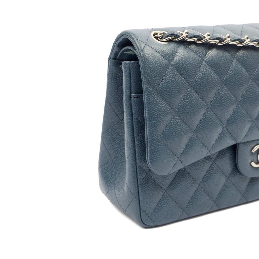 Chanel Shoulder Bag Classic Double Flap - Large in Blue, Caviar Leather