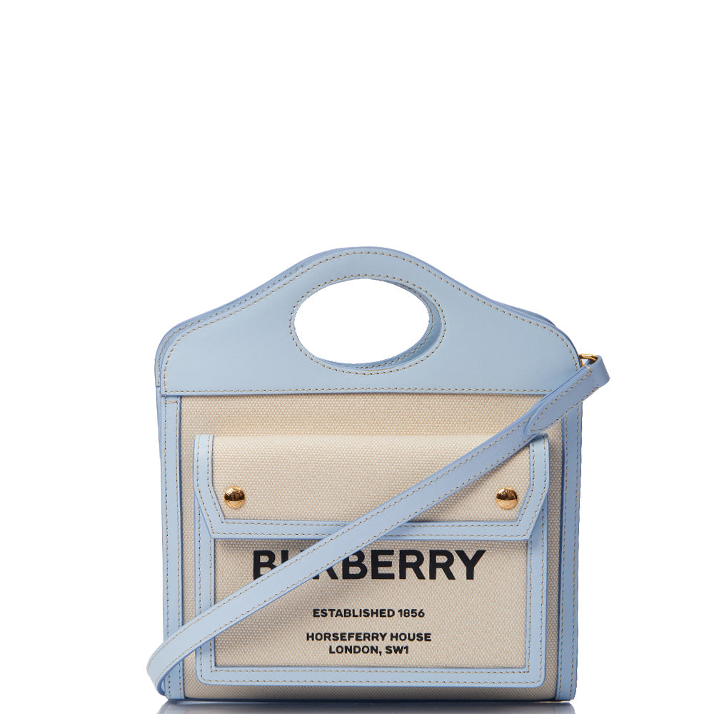 Burberry Top Handle Two-Tone Pocket Bag - Medium in Blue, Leather