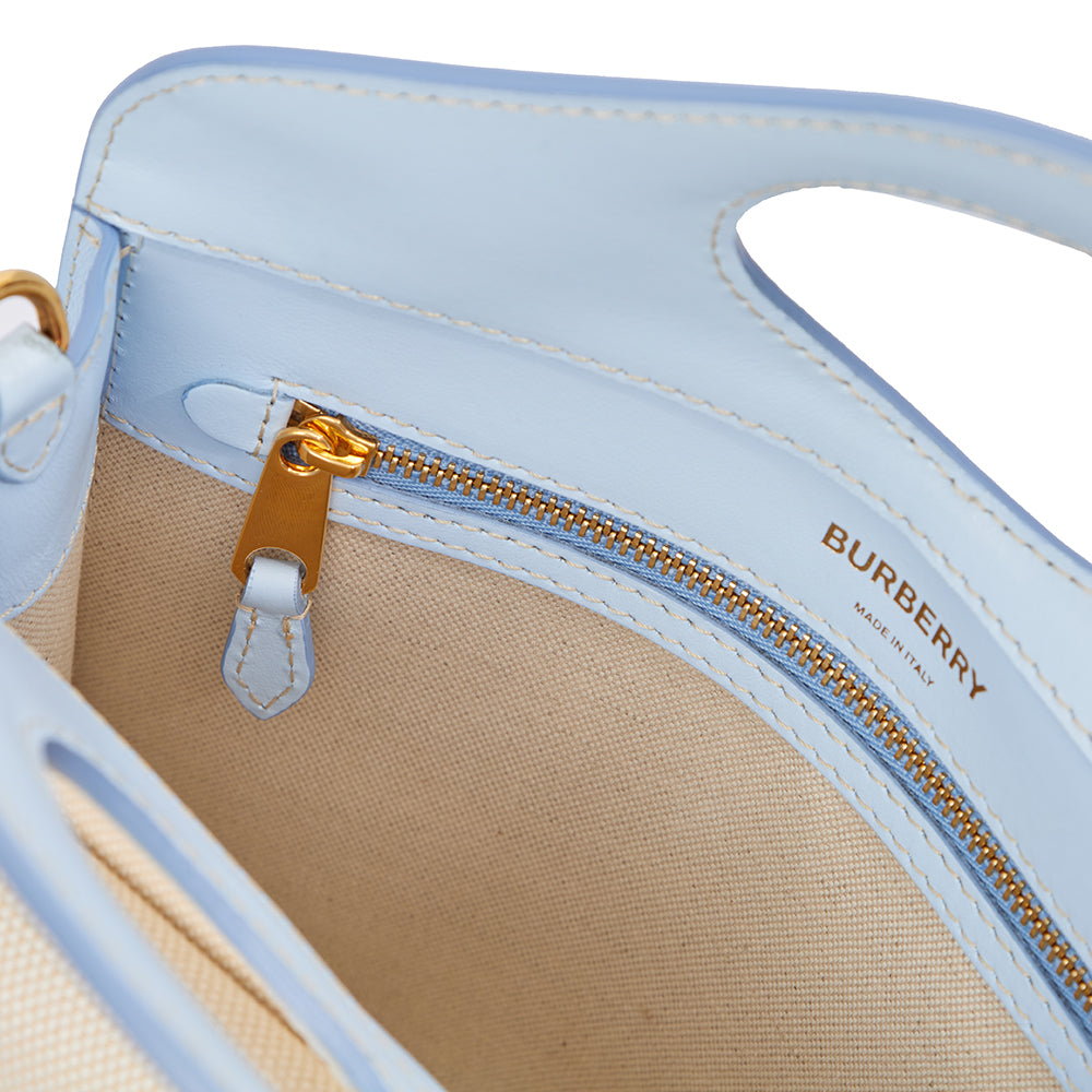 Burberry Top Handle Two-Tone Pocket Bag - Medium in Blue, Leather