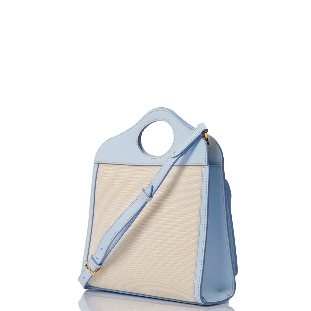 Burberry Top Handle Two-Tone Pocket Bag - Medium in Blue, Leather