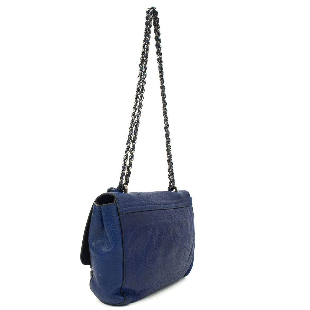 Mulberry Shoulder Bag Lily in Blue, Calfskin Leather