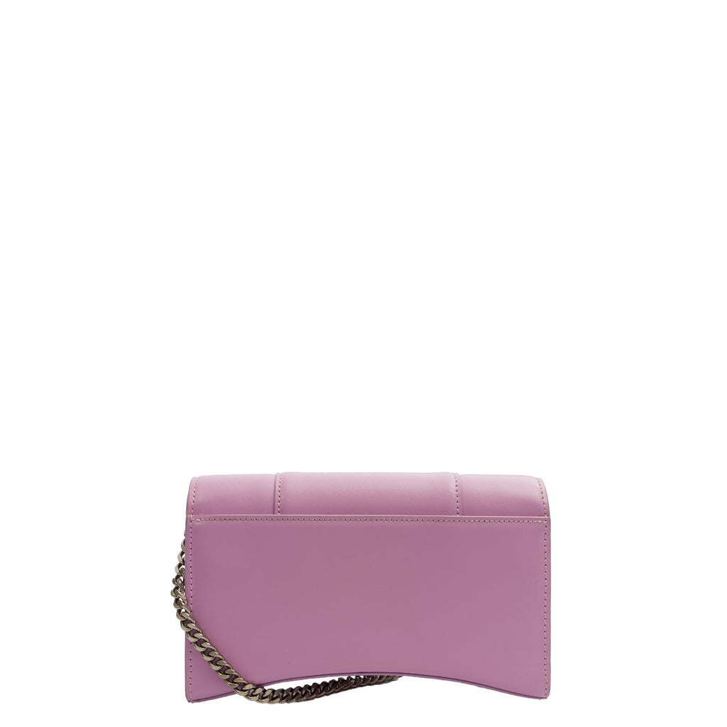 Balenciaga Cross Body Hourglass Wallet on Chain in Purple, Leather