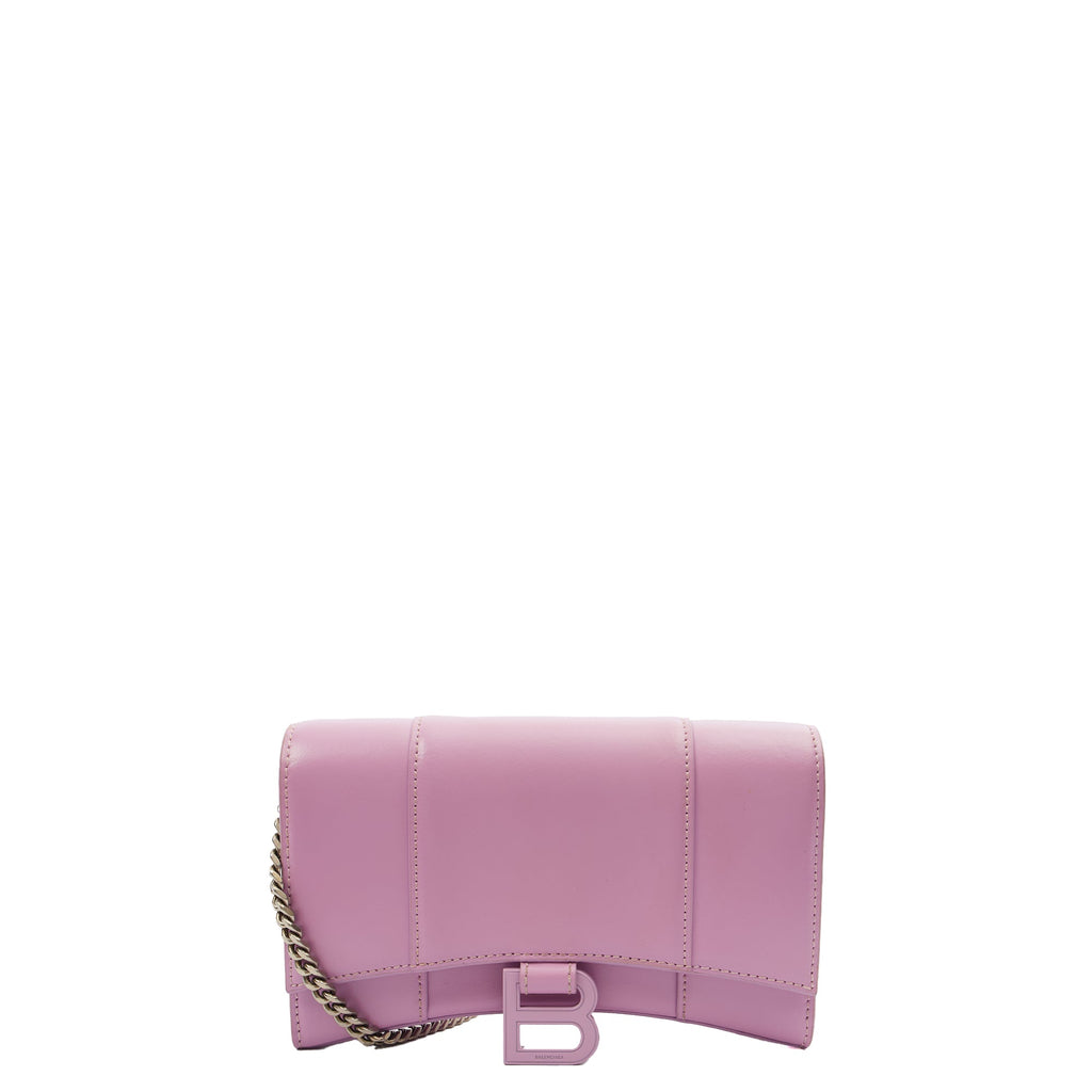 Balenciaga Cross Body Hourglass Wallet on Chain in Purple, Leather