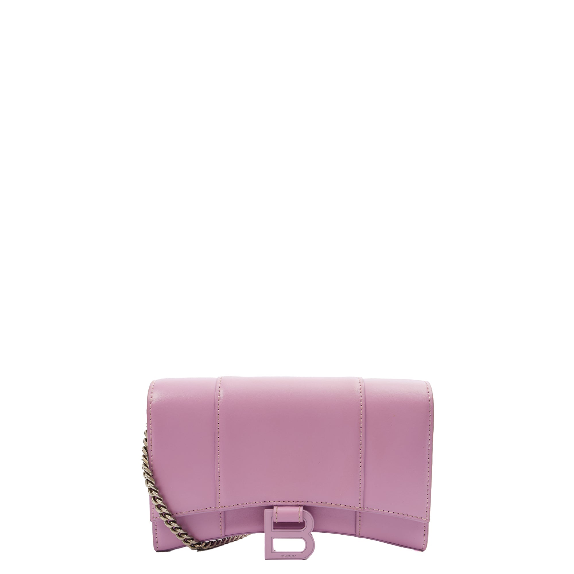 Balenciaga Cross Body Hourglass Wallet on Chain in Purple, Leather