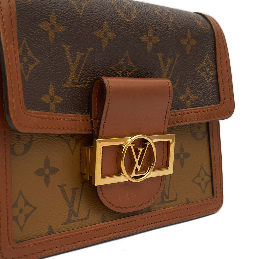Louis Vuitton Cross Body Dauphine MM Bag in Reverse Monogram, Canvas