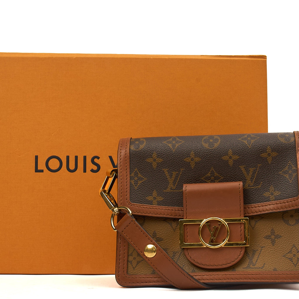 Louis Vuitton Cross Body Dauphine MM Bag in Reverse Monogram, Canvas