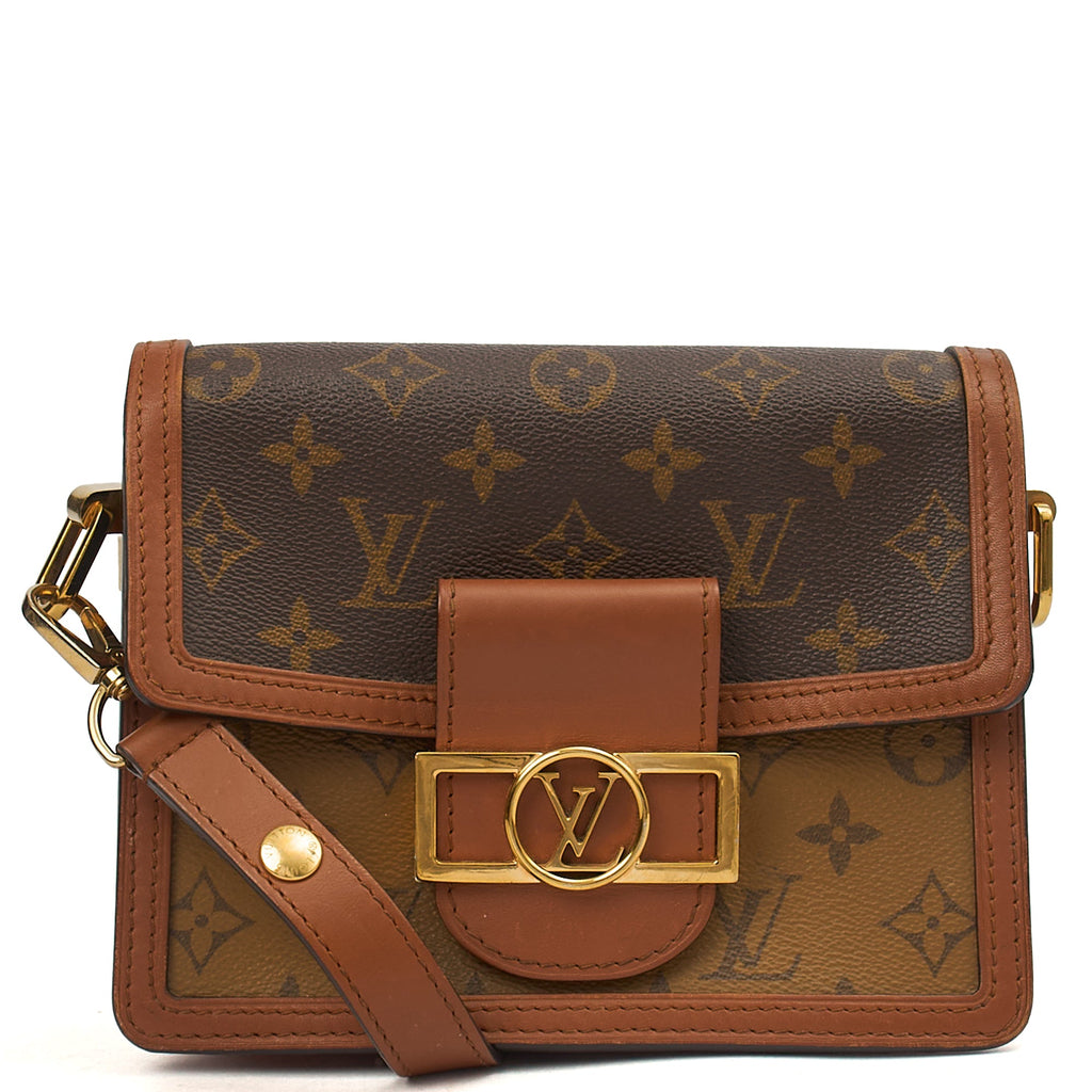 Louis Vuitton Cross Body Dauphine MM Bag in Reverse Monogram, Canvas