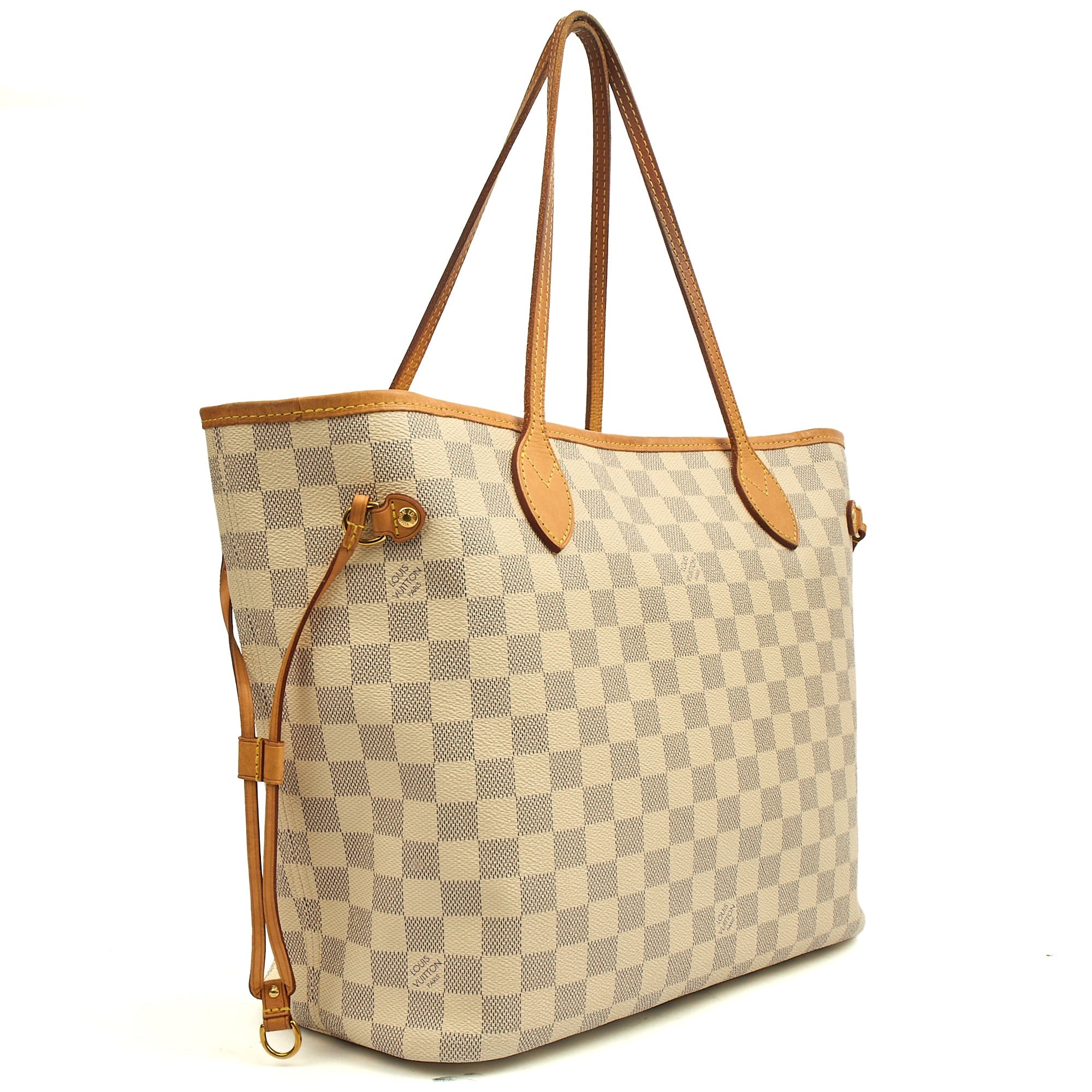 Louis Vuitton Tote Neverfull MM in Damier Azur, 35nis Leather