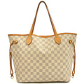 Louis Vuitton Tote Neverfull MM in Damier Azur, 35nis Leather