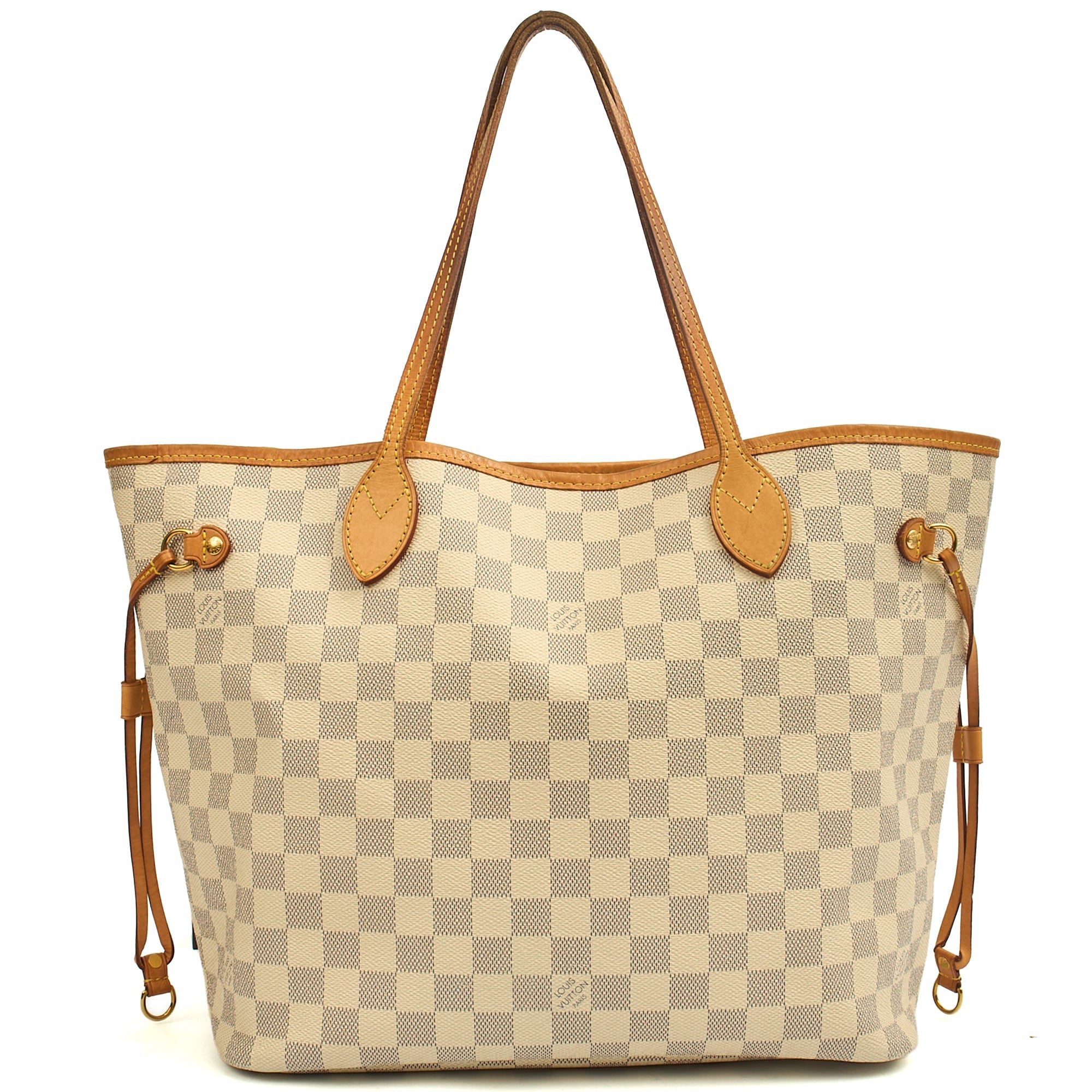 Louis Vuitton Tote Neverfull MM in Damier Azur, 35nis Leather