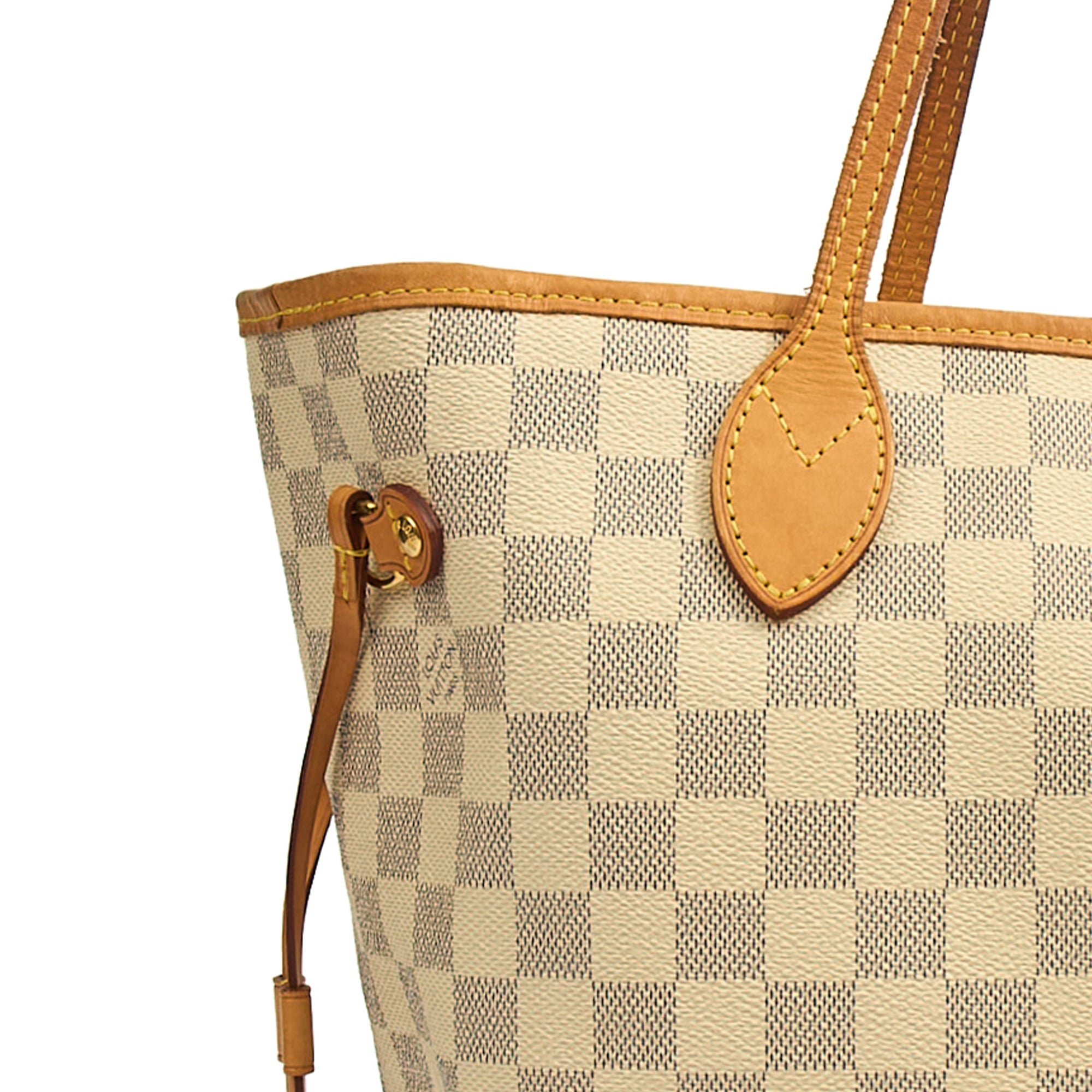 Louis Vuitton Tote Neverfull MM in Damier Azur, 35nis Leather