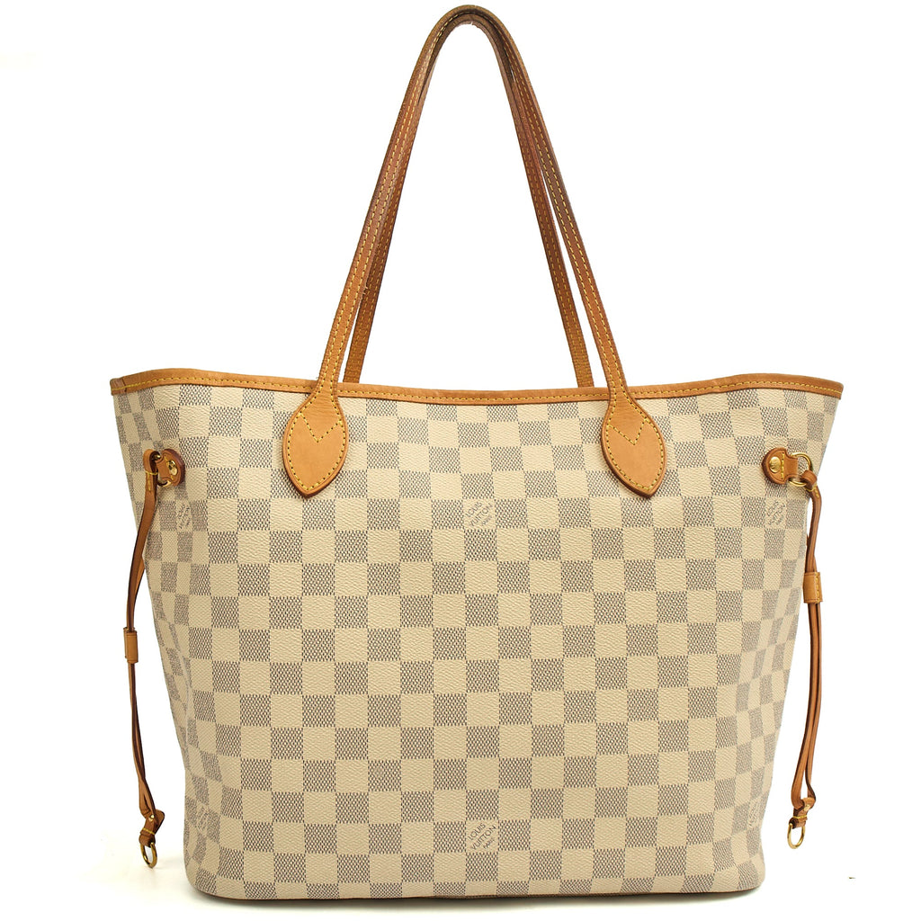 Louis Vuitton Tote Neverfull MM in Damier Azur, 35nis Leather