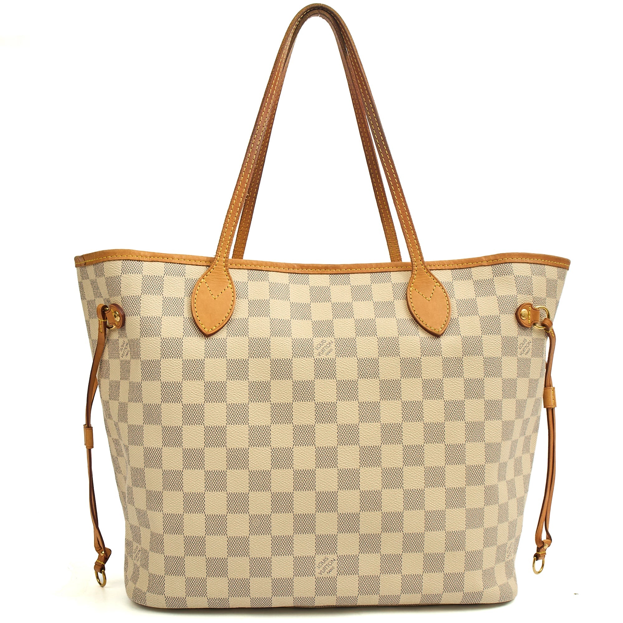 Louis Vuitton Tote Neverfull MM in Damier Azur, 35nis Leather
