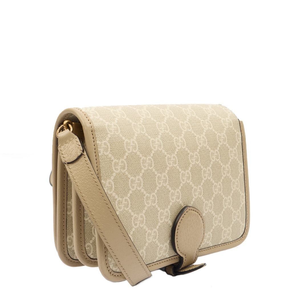 Gucci Cross Body Interlocking GG Shoulder Bag - Small in Neutral, Leather