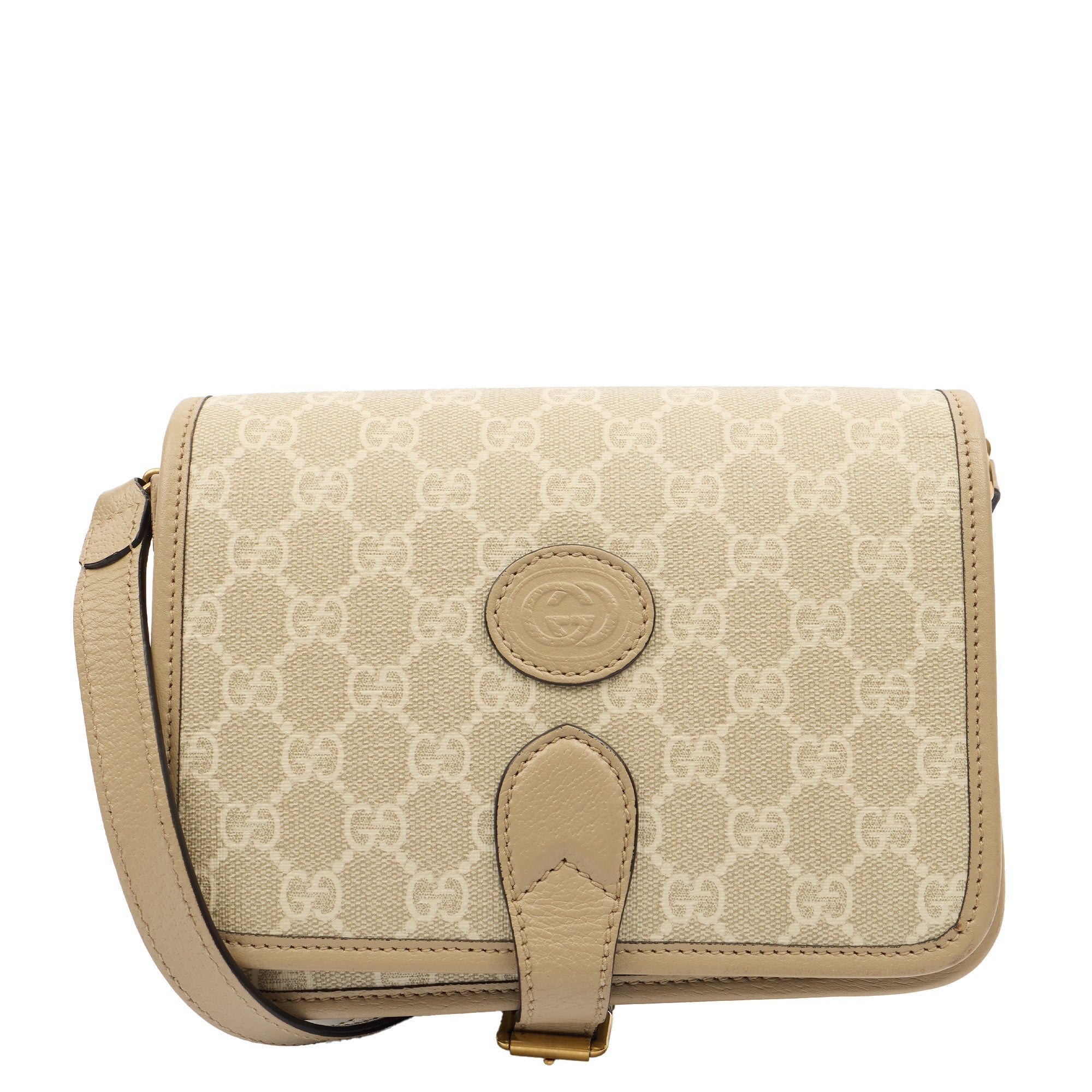 Gucci Cross Body Interlocking GG Shoulder Bag - Small in Neutral, Leather