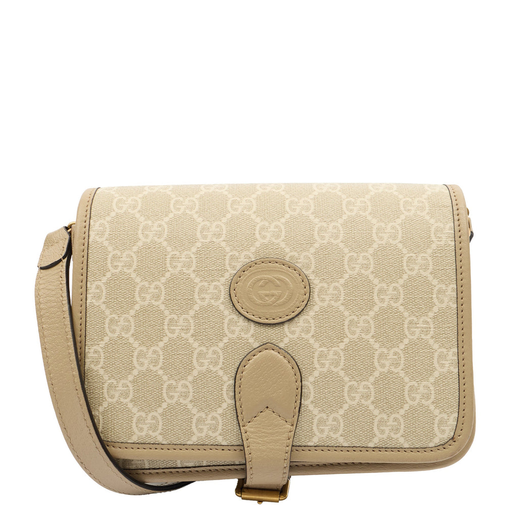 Gucci Cross Body Interlocking GG Shoulder Bag - Small in Neutral, Leather