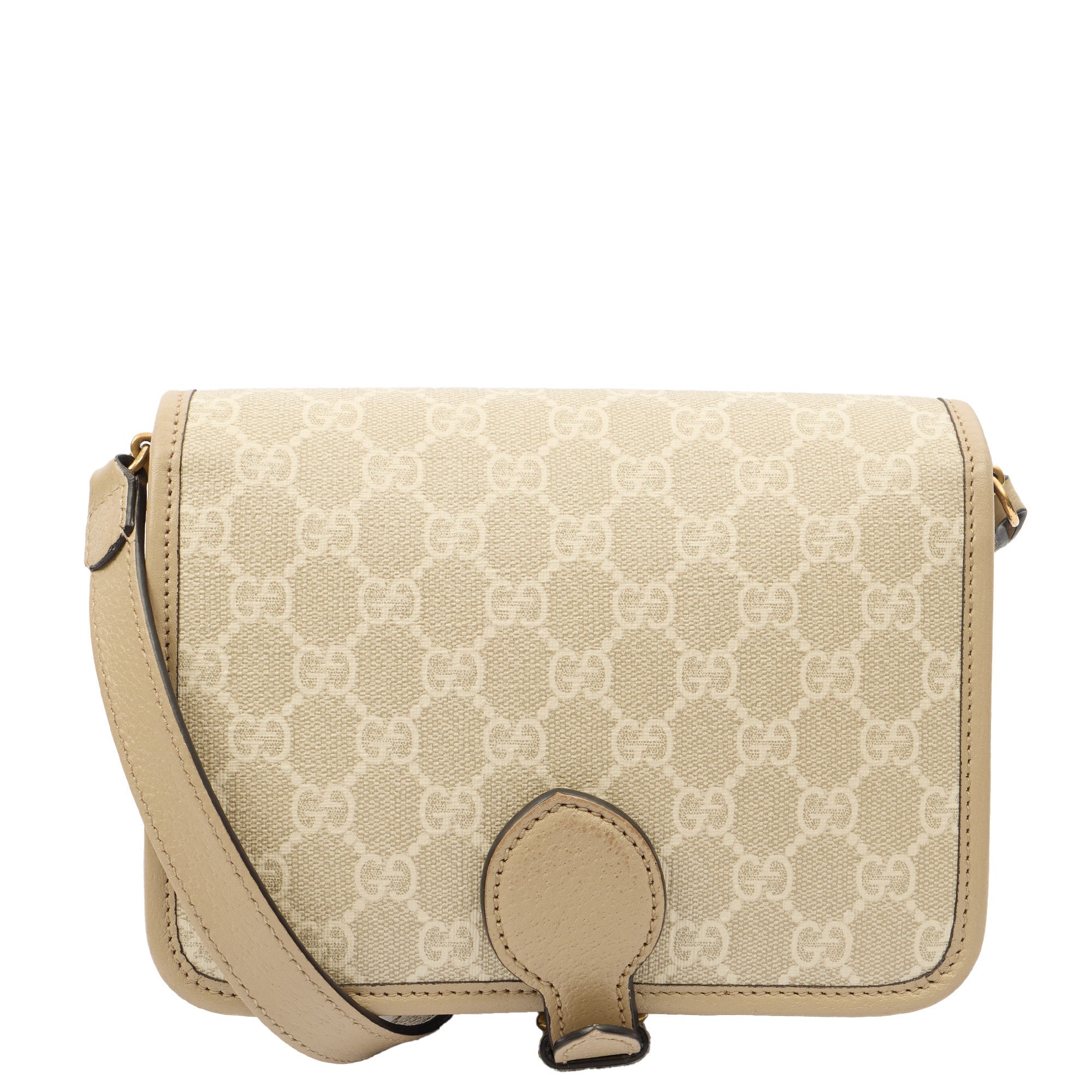 Gucci Cross Body Interlocking GG Shoulder Bag - Small in Neutral, Leather