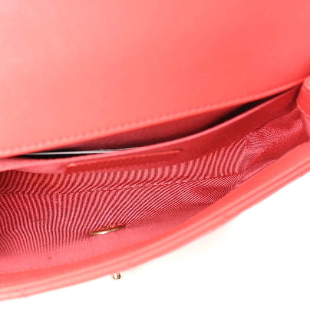 Calfskin Quilted Flap Waist Bag Red