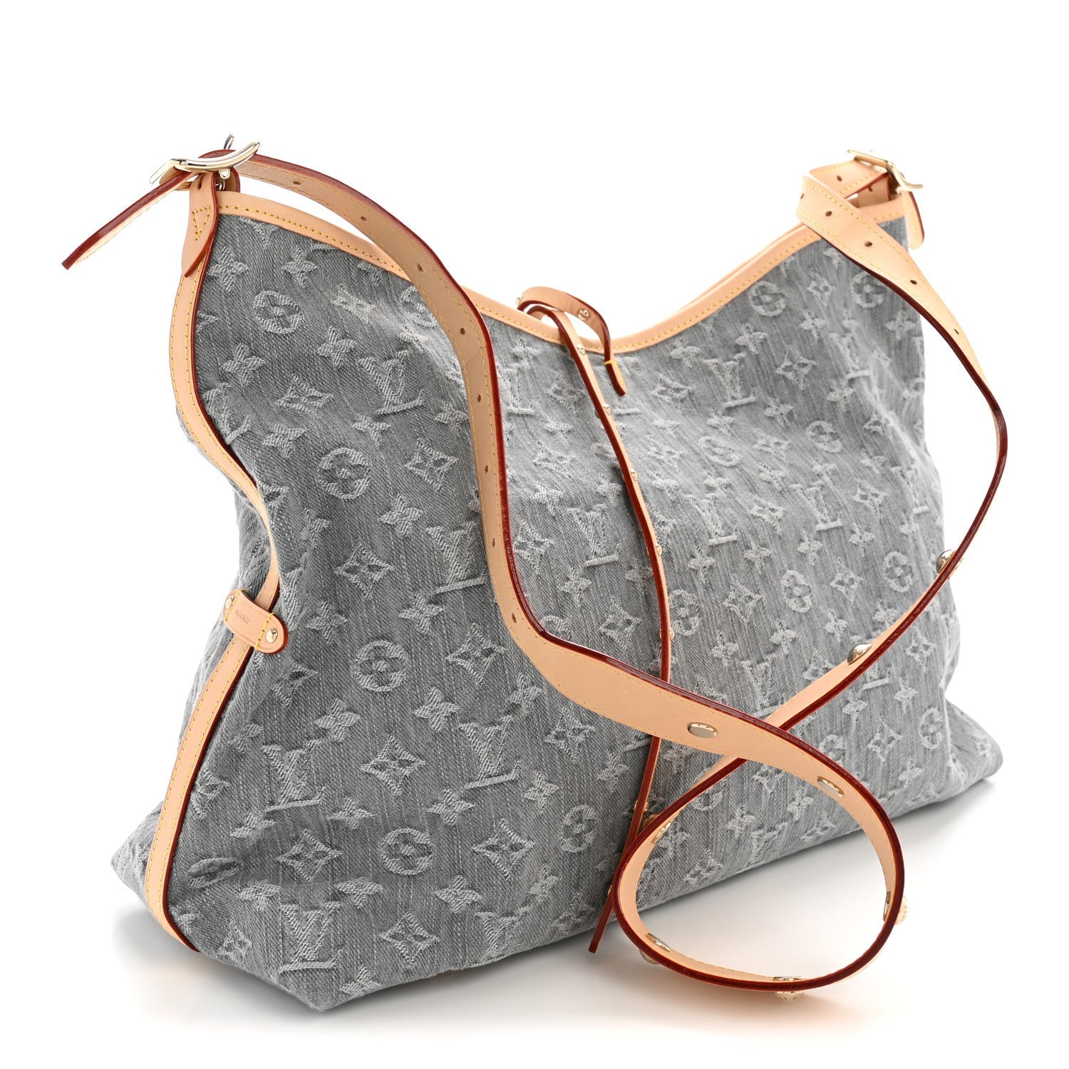 Monogram Denim CarryAll MM Washed Grey