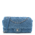 Lambskin Calfskin Mixed Fibers Quilted Small Flap Blue
