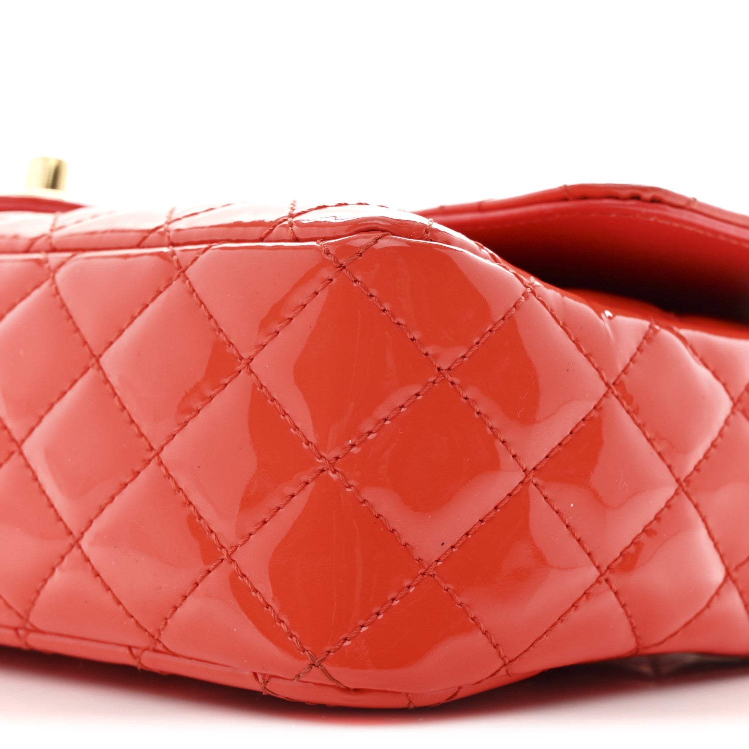 Patent Calfskin Quilted Valentine Charms Medium Single Flap Red