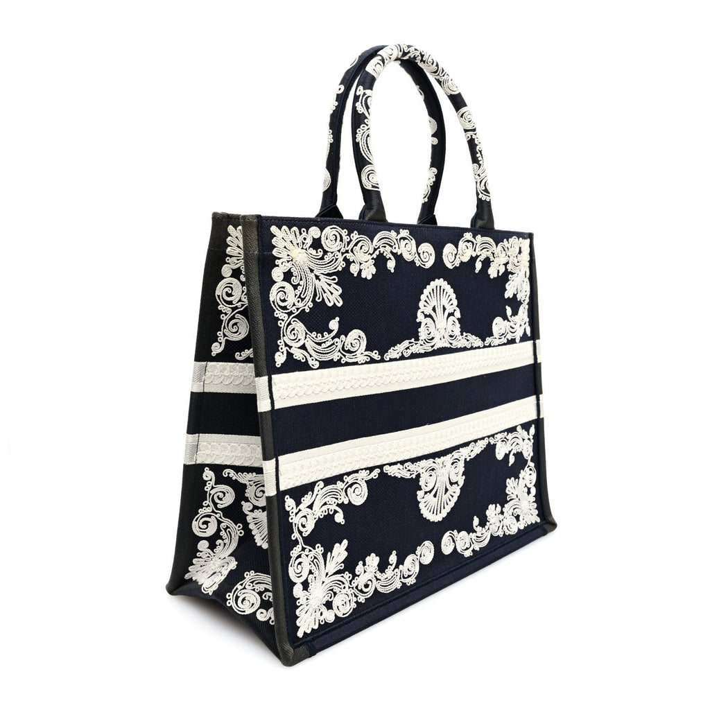 Canvas Embroidered Cornely Book Tote Blue White