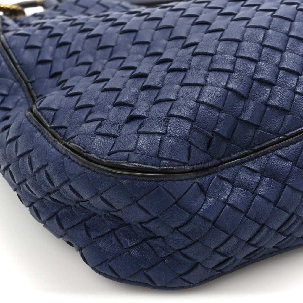 Nappa Intrecciato Small Loop Blue